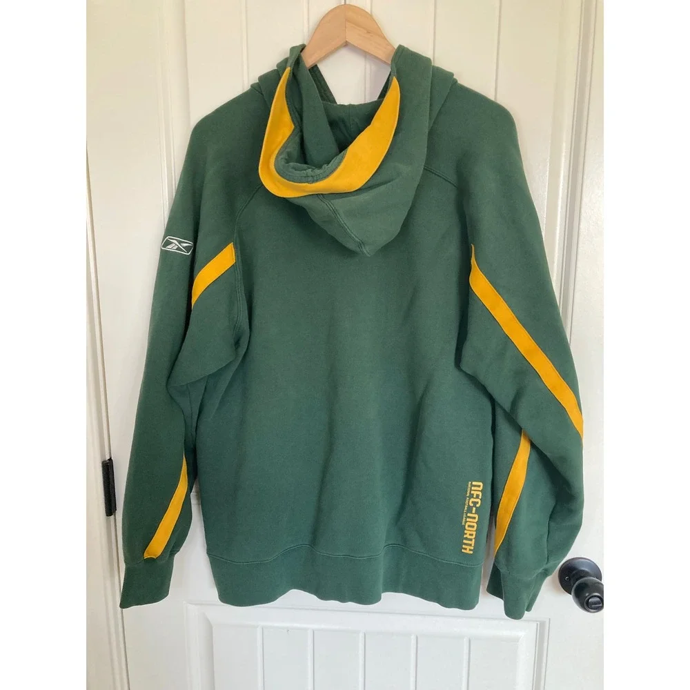 VTG Reebok NFL Green Bay Packers Authentic Sideline Hoodie Green Yellow Mens L